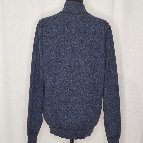 Forte Cashmere Men's Heather Blue 1/4-Zip Mock Neck Long Sleeve Sweater - Size M - Picture 2 of 8